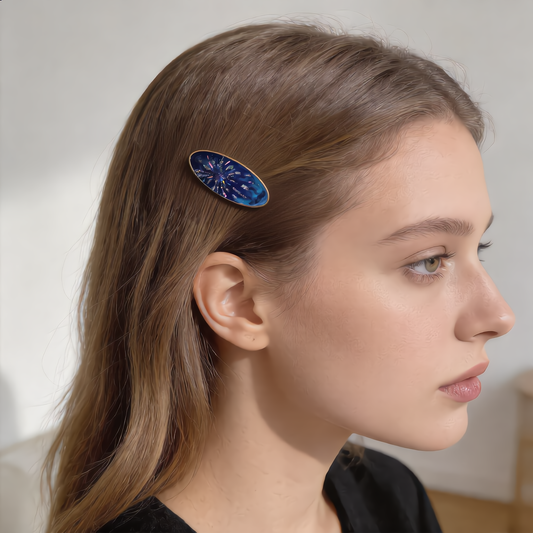 Fireworks Glow-in-Dark - Handcrafted Mother-of-Pearl Hair Clip by TapaCraft