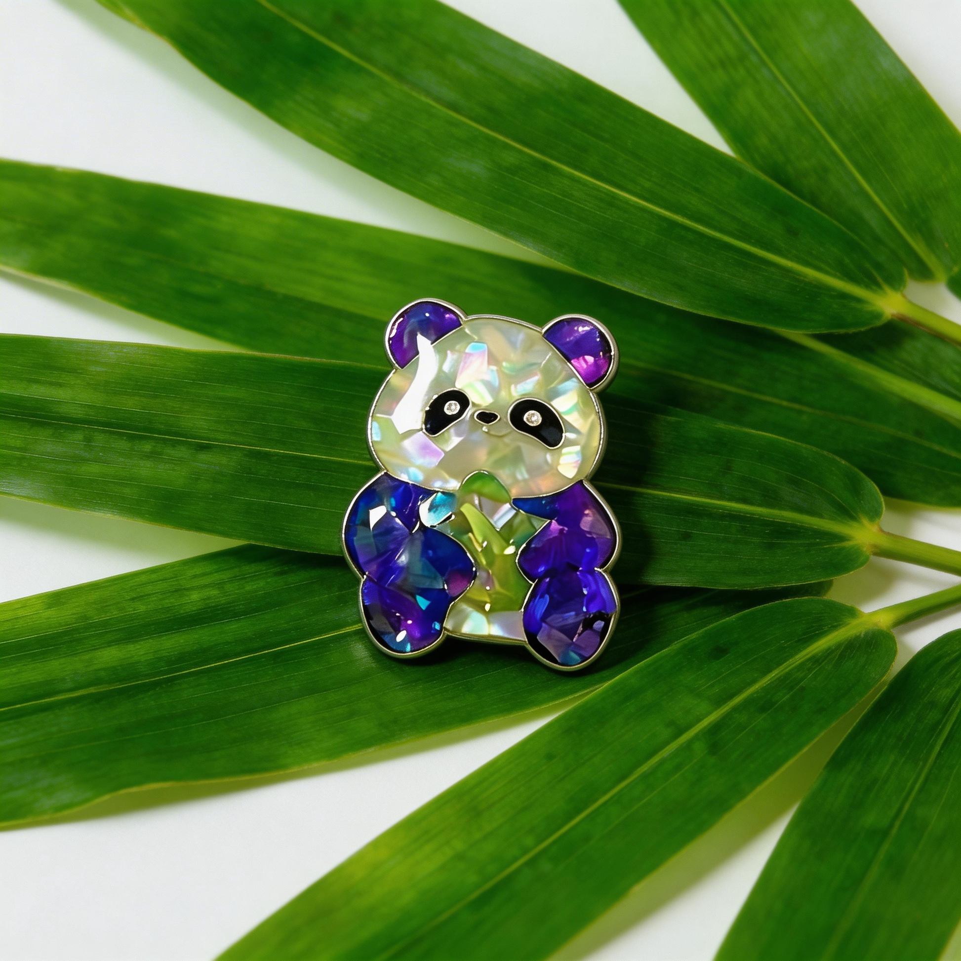 Classic Sitting Panda - Handcrafted Mother-of-Pearl Panda Lapel Pin by TapaCraft