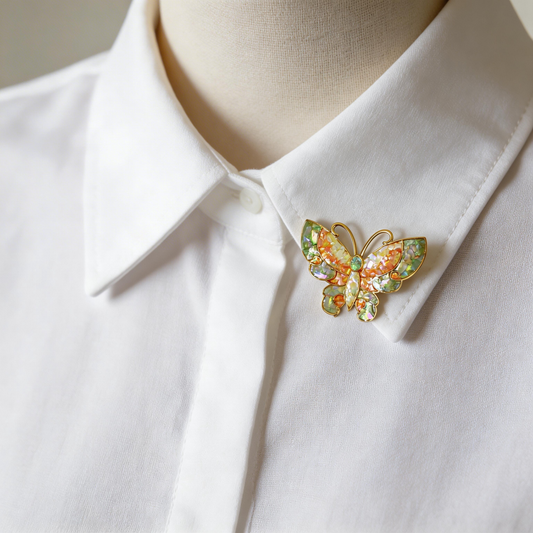 Butterfly Style A - Mother-of-Pearl Brooch Pin - Handcrafted Mother-of-Pearl Brooch by TapaCraft