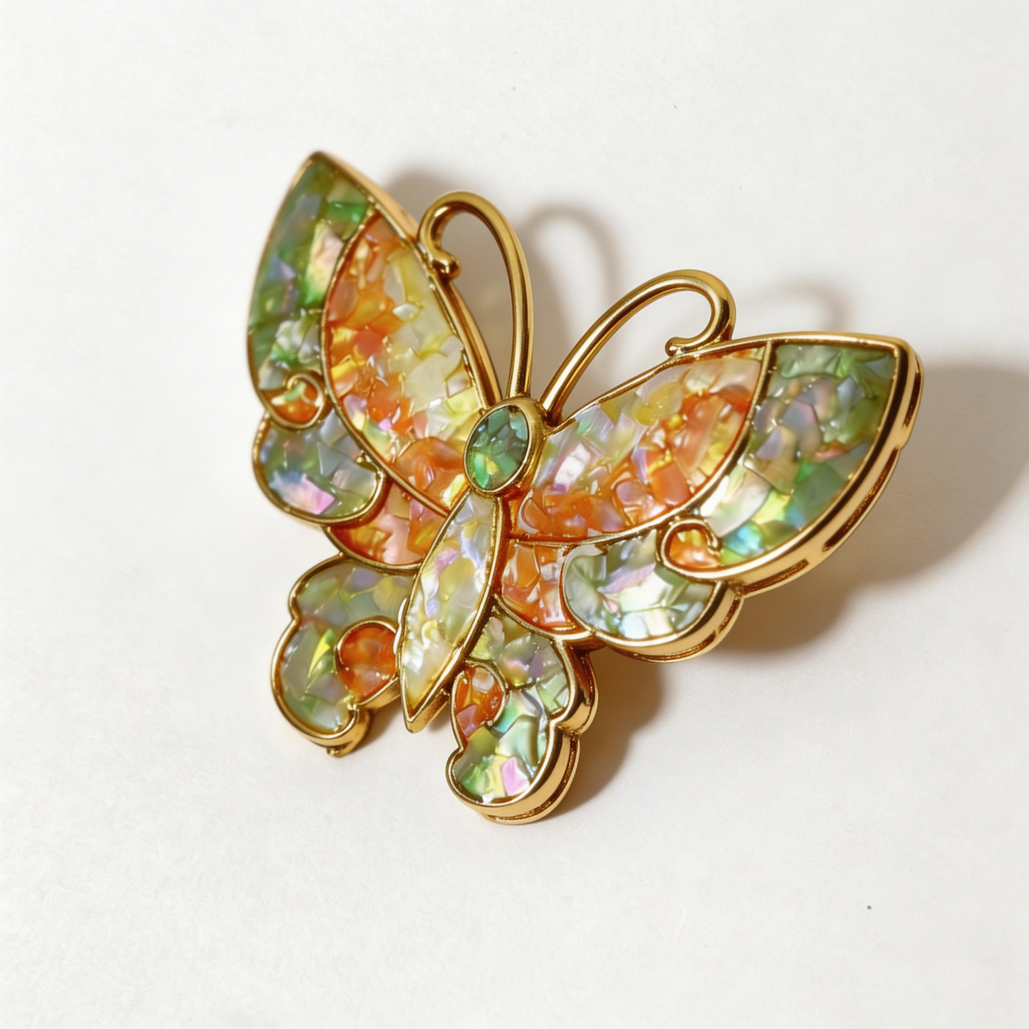 Butterfly Style A - Mother-of-Pearl Brooch Pin - Handcrafted Mother-of-Pearl Brooch by TapaCraft