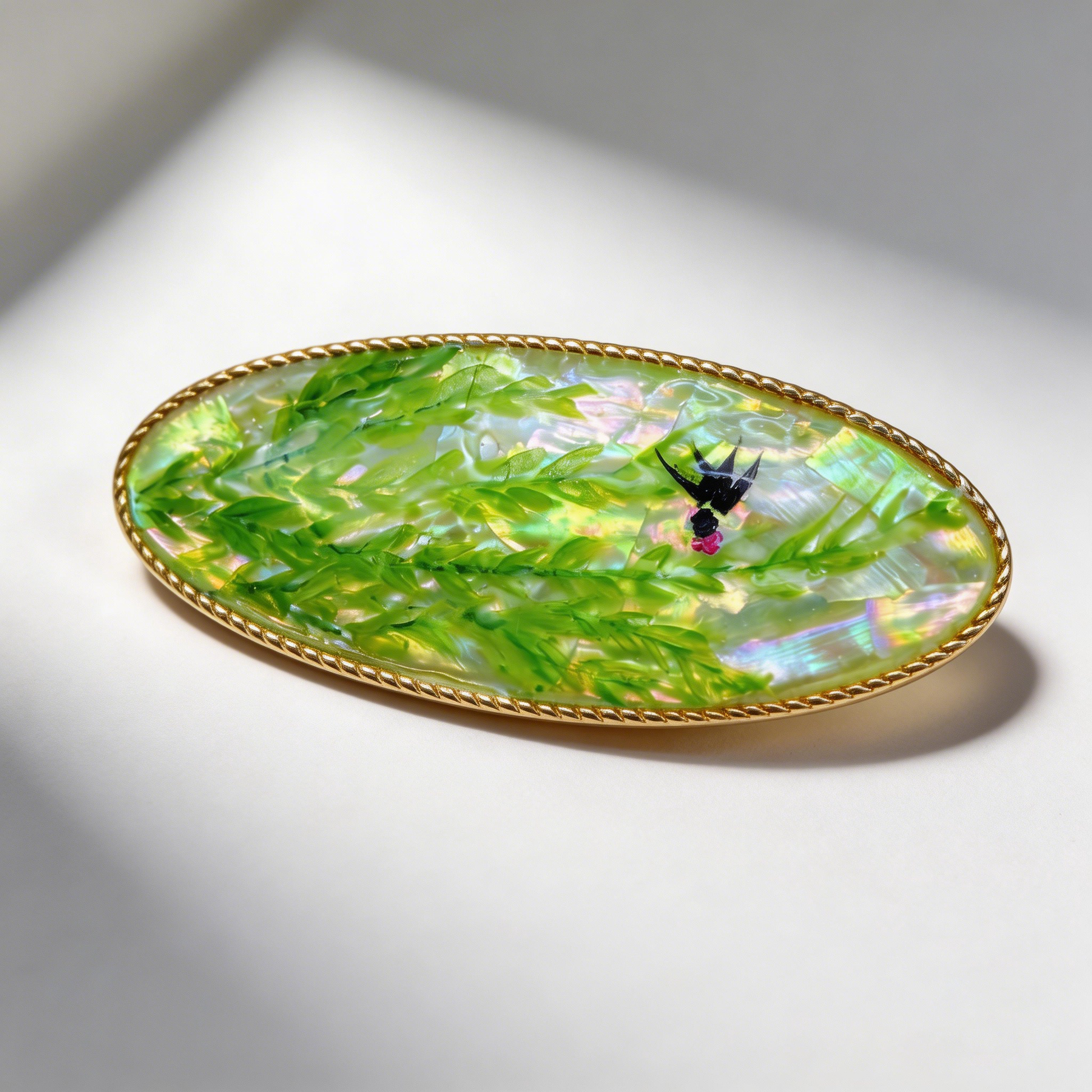 Swallow Return - Mother-of-Pearl Hair Clip - Handcrafted Mother-of-Pearl Hair Clip by TapaCraft