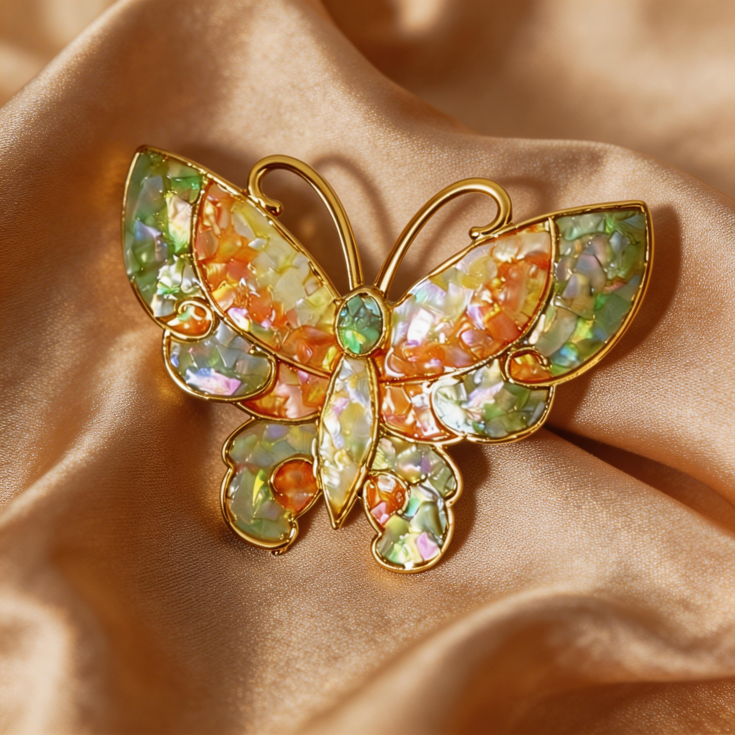 Butterfly Style A - Mother-of-Pearl Brooch Pin - Handcrafted Mother-of-Pearl Brooch by TapaCraft