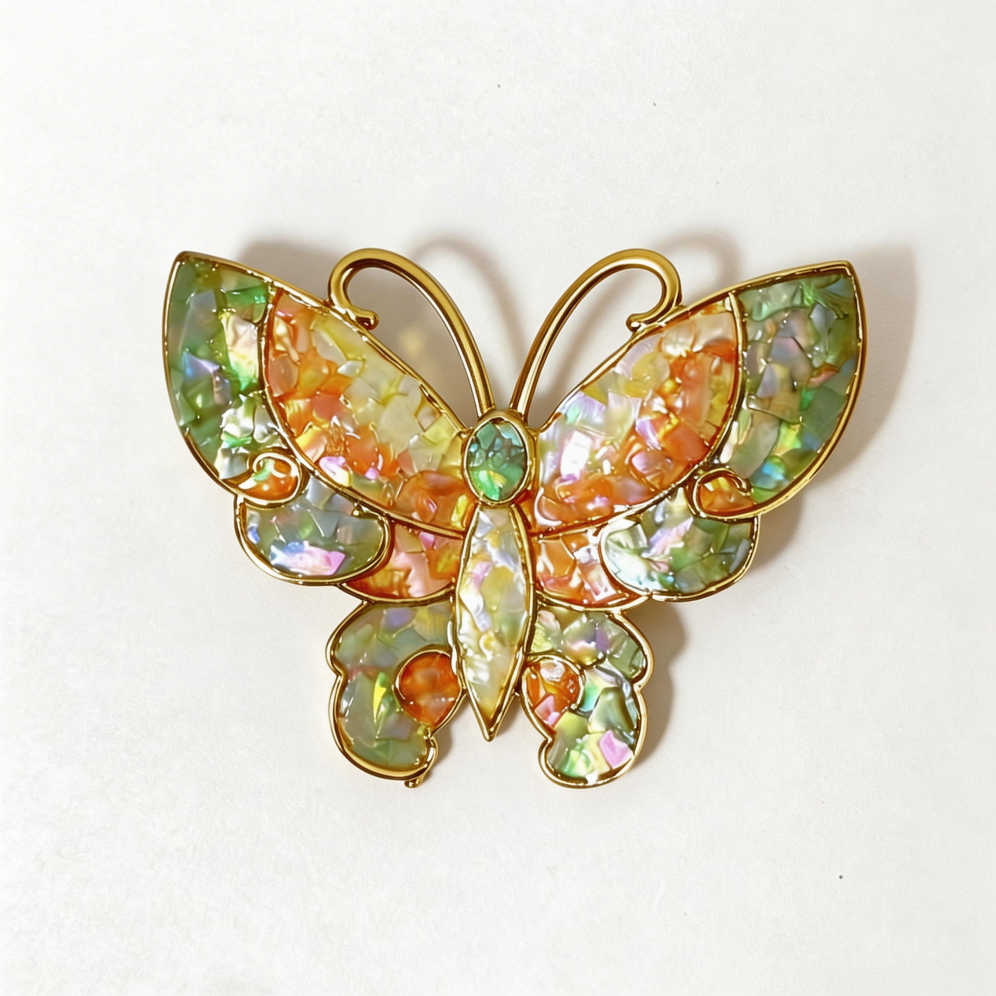 Butterfly Style A - Mother-of-Pearl Brooch Pin - Handcrafted Mother-of-Pearl Brooch by TapaCraft