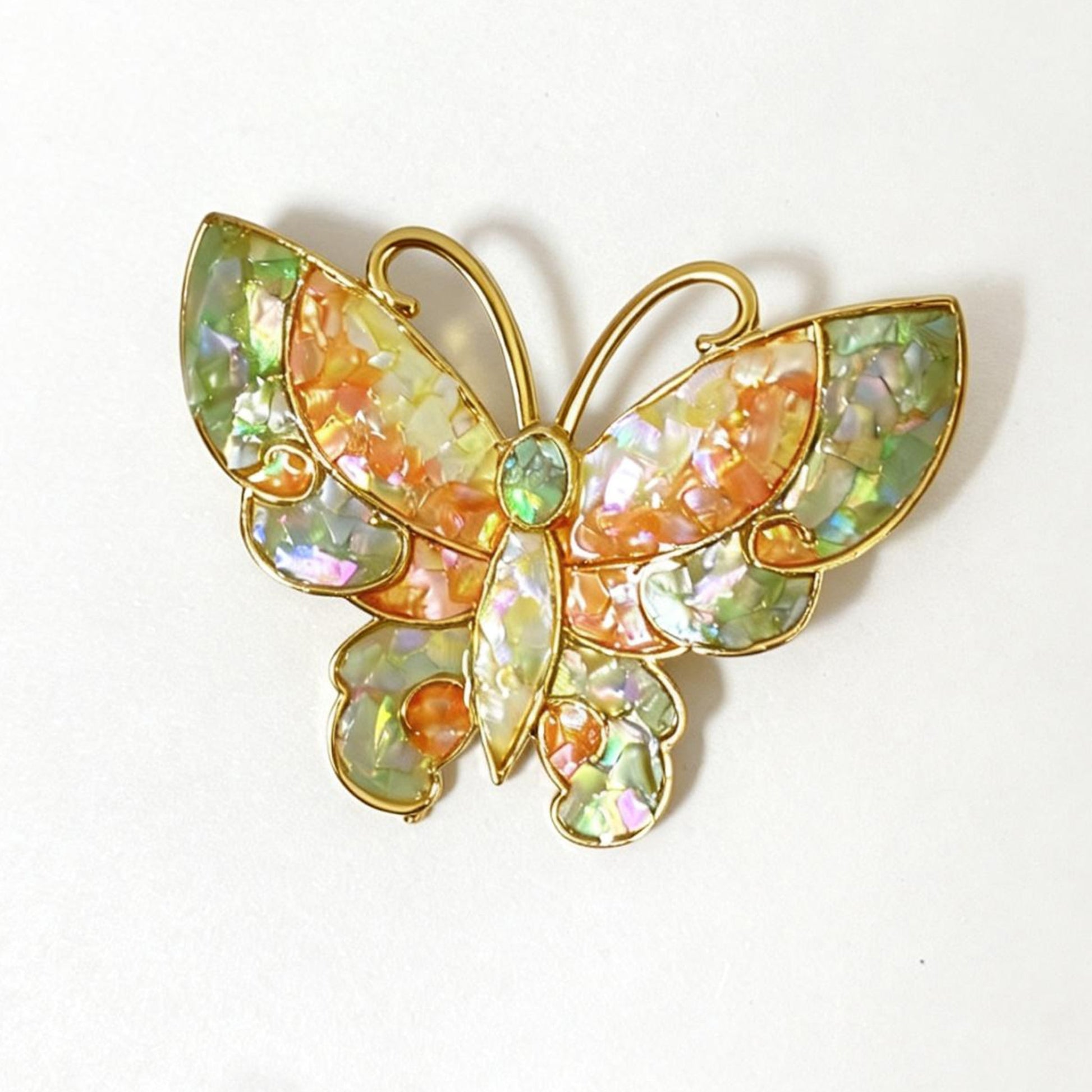 Butterfly Style A - Mother-of-Pearl Brooch Pin - Handcrafted Mother-of-Pearl Brooch by TapaCraft