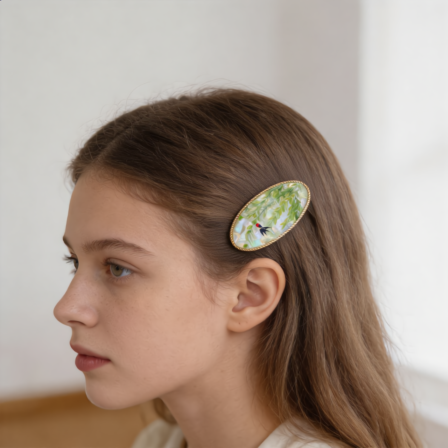 Swallow Return - Handcrafted Mother-of-Pearl Hair Clip by TapaCraft