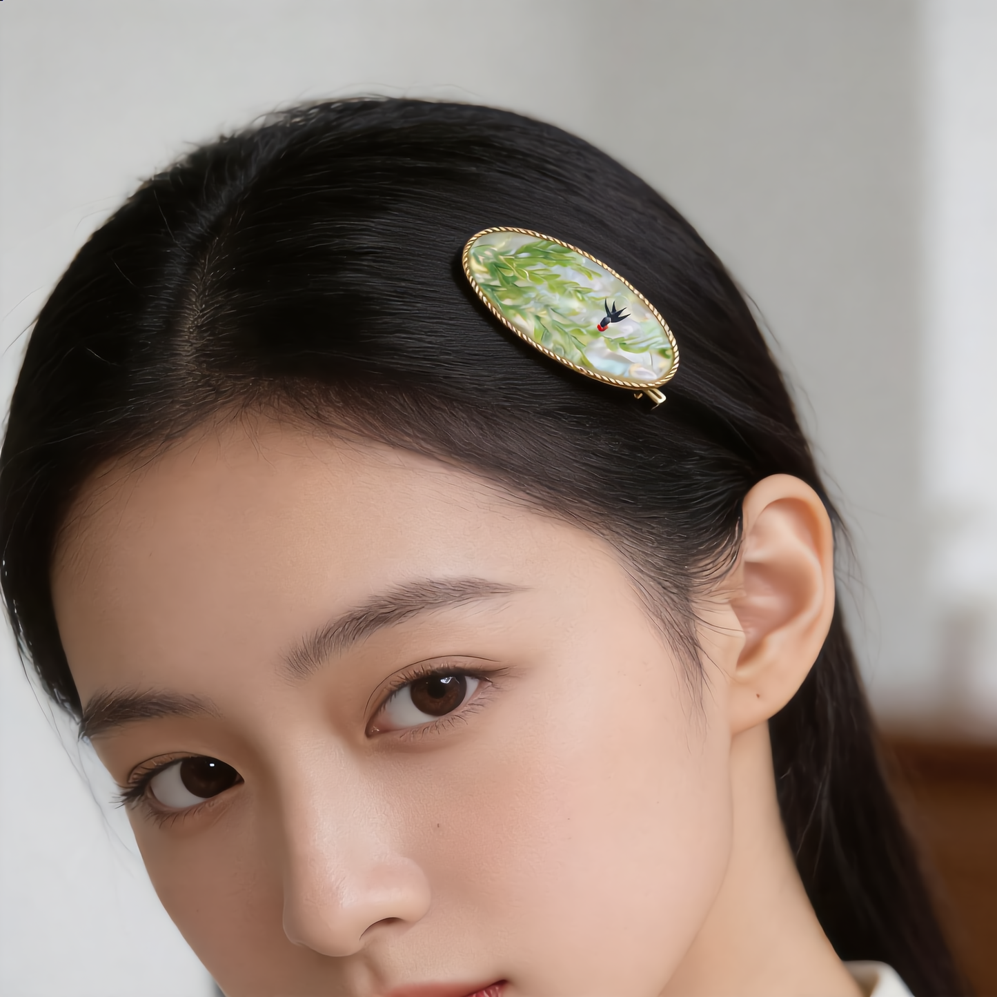 Swallow Return - Handcrafted Mother-of-Pearl Hair Clip by TapaCraft