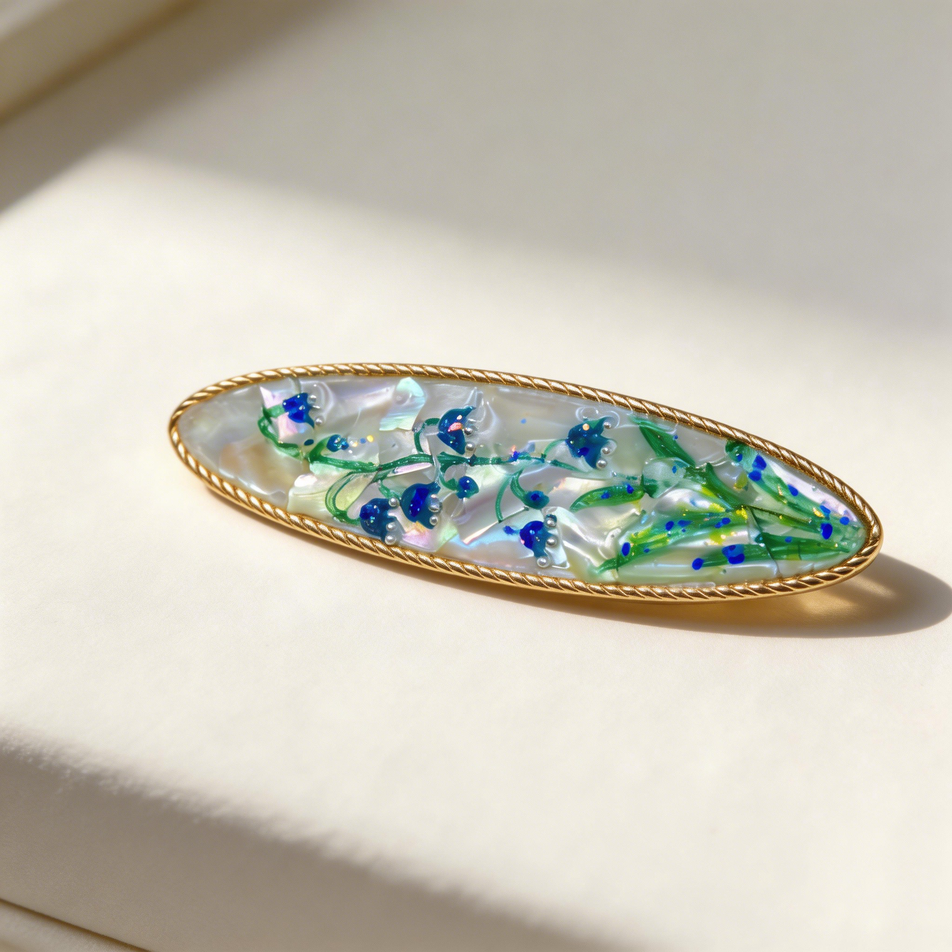 Bell Flower - Mother-of-Pearl Hair Clip - Handcrafted Mother-of-Pearl Hair Clip by TapaCraft