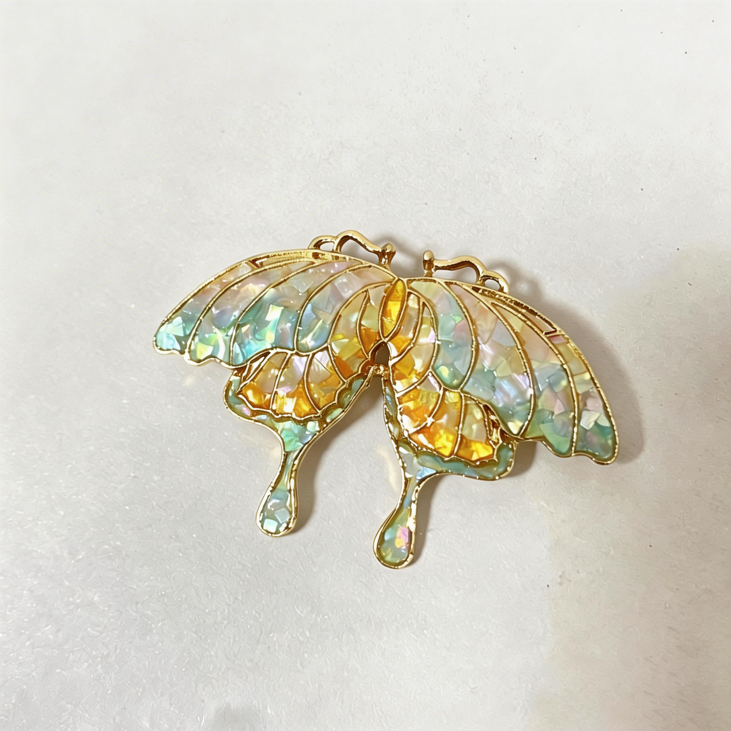 Butterfly Style B - Mother-of-Pearl Brooch Pin - Handcrafted Mother-of-Pearl Brooch by TapaCraft
