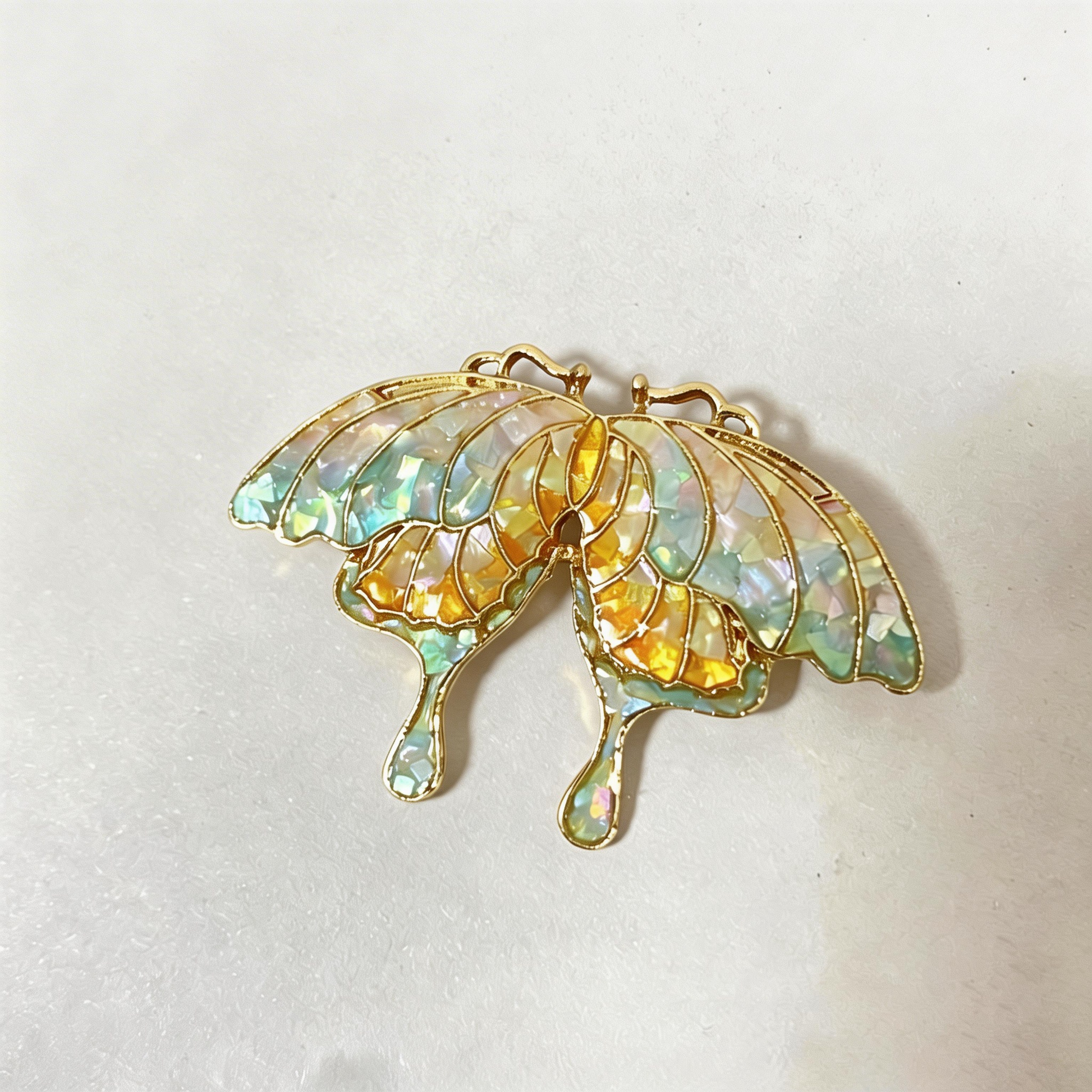 Butterfly Style B - Mother-of-Pearl Brooch Pin - Handcrafted Mother-of-Pearl Brooch by TapaCraft