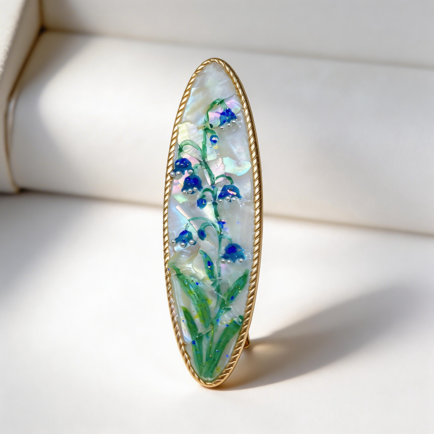 Bell Flower - Mother-of-Pearl Hair Clip - Handcrafted Mother-of-Pearl Hair Clip by TapaCraft