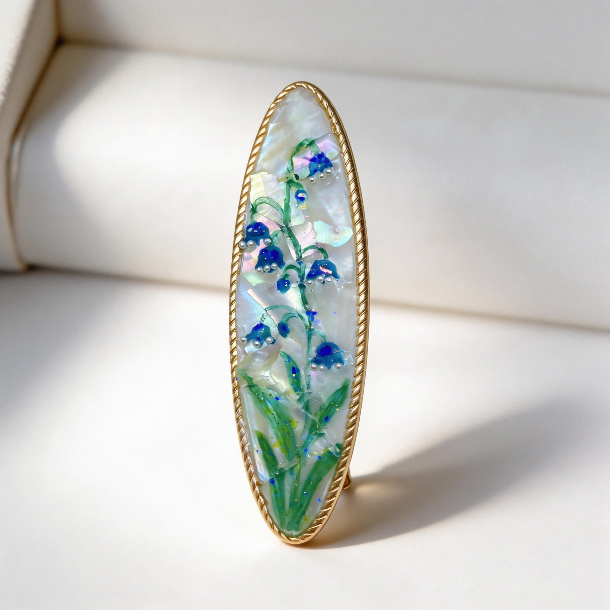 Bell Flower - Mother-of-Pearl Hair Clip - Handcrafted Mother-of-Pearl Hair Clip by TapaCraft