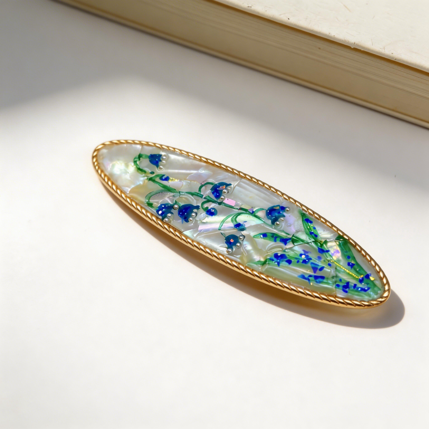 Bell Flower - Mother-of-Pearl Hair Clip - Handcrafted Mother-of-Pearl Hair Clip by TapaCraft