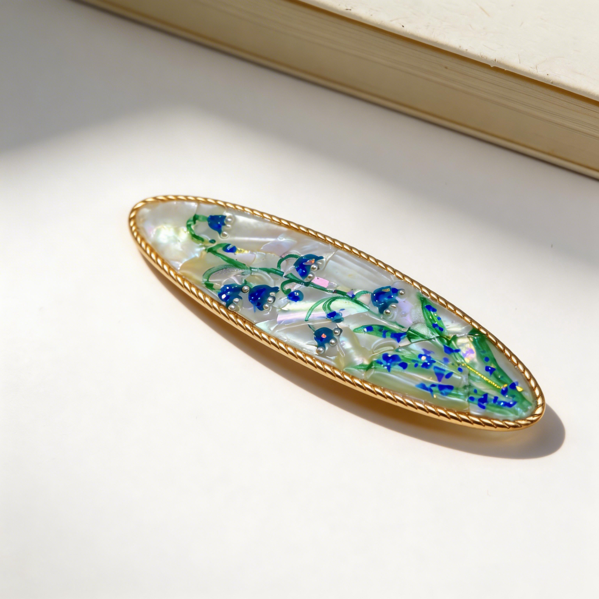 Bell Flower - Mother-of-Pearl Hair Clip - Handcrafted Mother-of-Pearl Hair Clip by TapaCraft