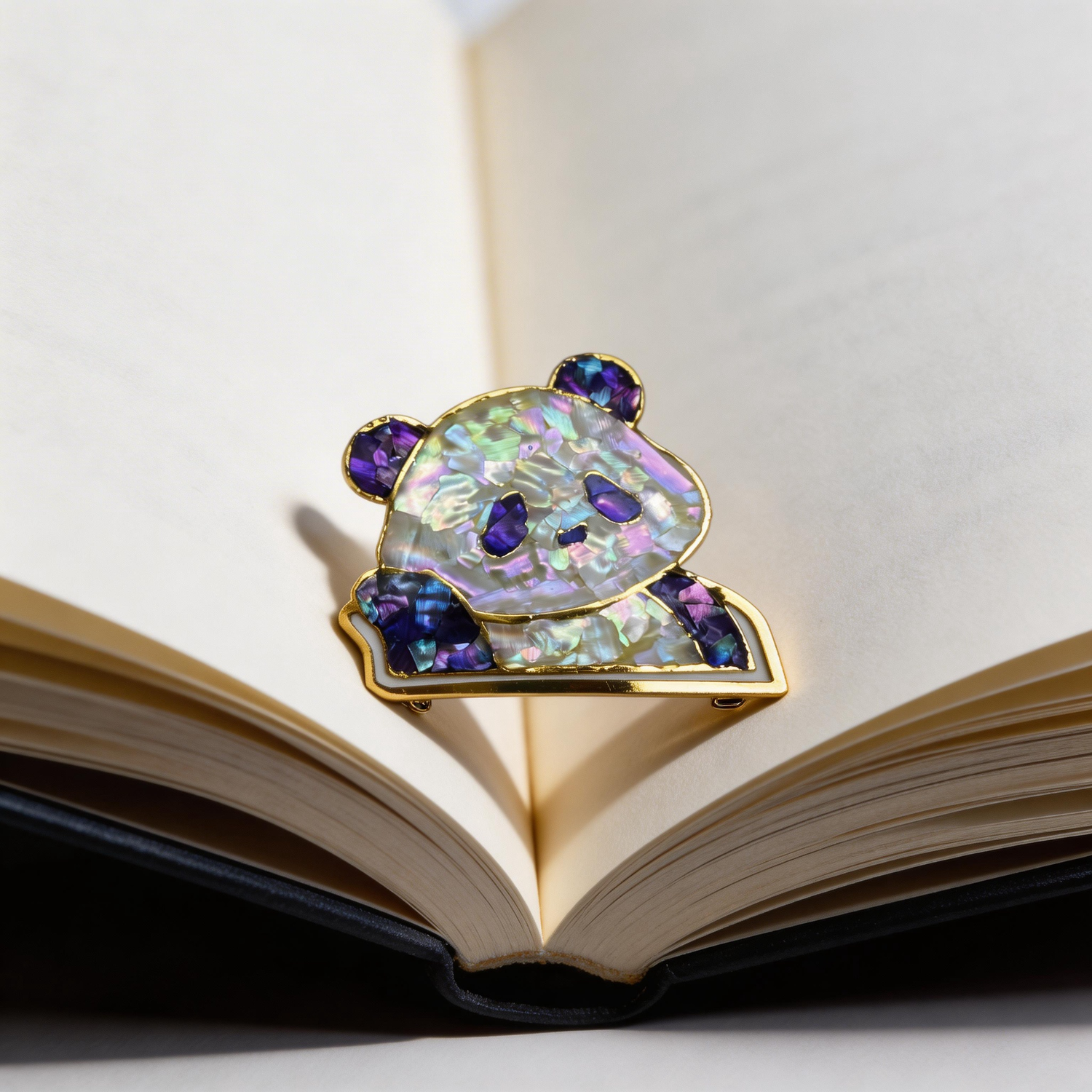 Thinking Panda - Mother-of-Pearl Bookmark - Handcrafted Mother-of-Pearl Bookmark by TapaCraft