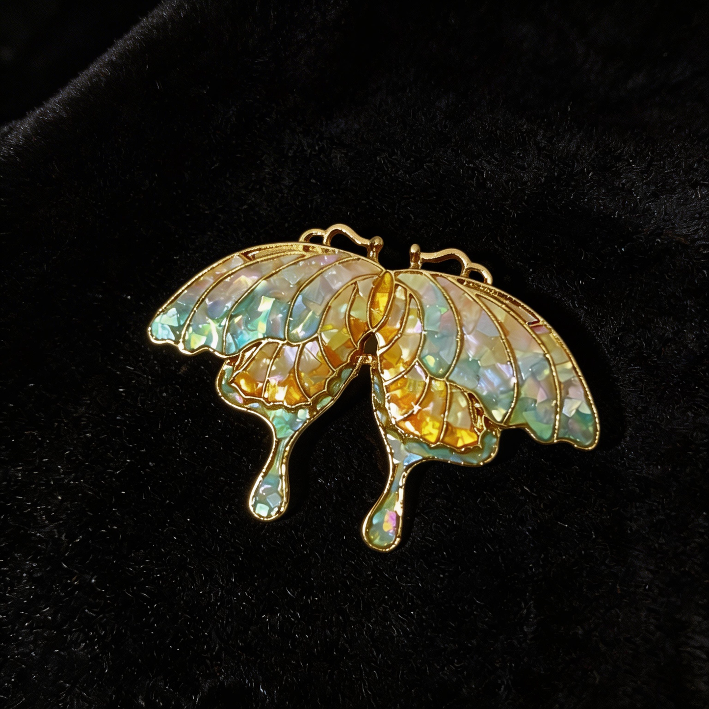 Butterfly Style B - Mother-of-Pearl Brooch Pin - Handcrafted Mother-of-Pearl Brooch by TapaCraft