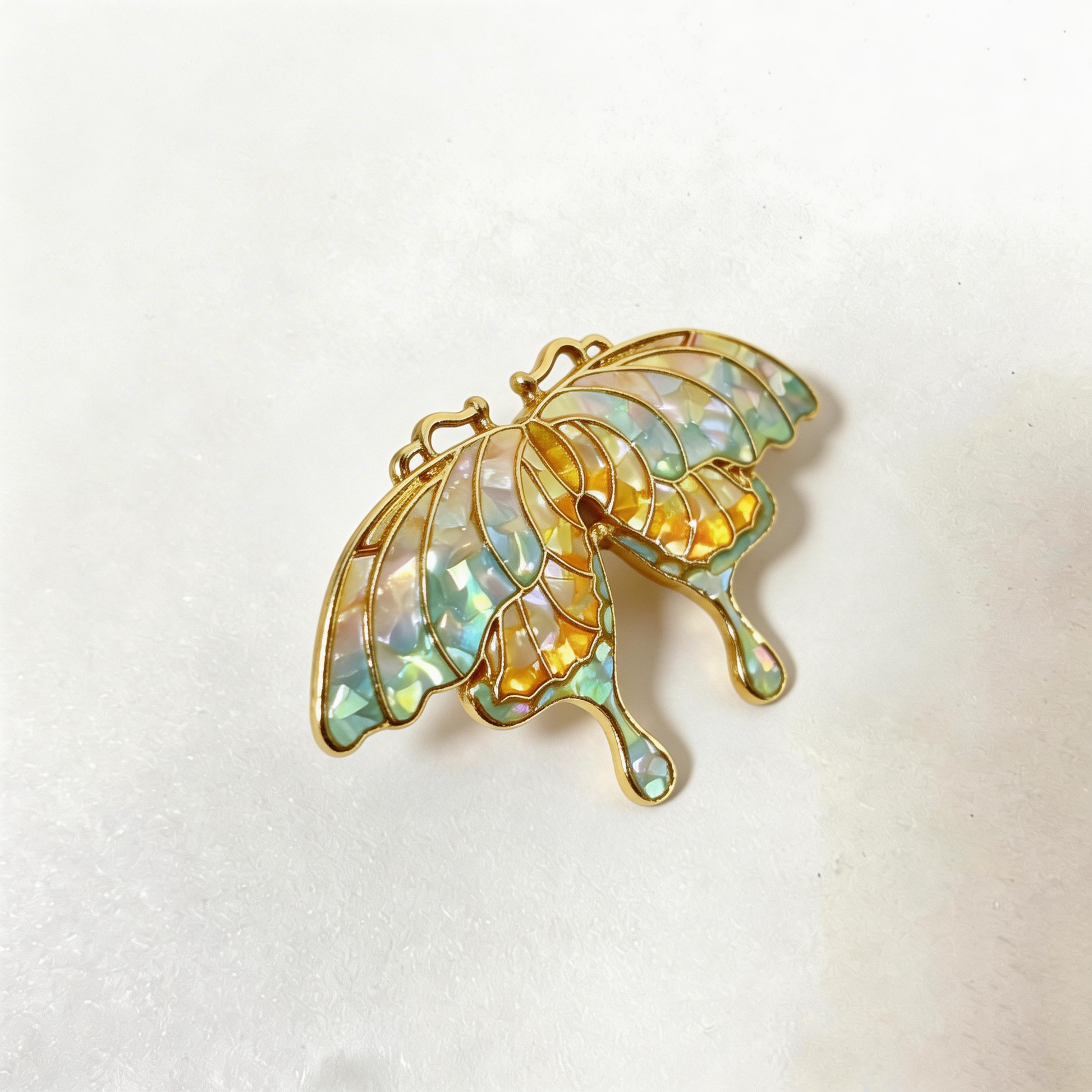 Butterfly Style B - Mother-of-Pearl Brooch Pin - Handcrafted Mother-of-Pearl Brooch by TapaCraft