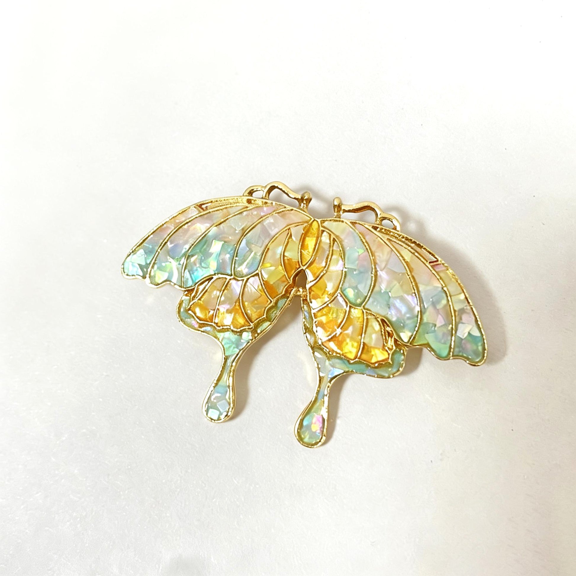 Butterfly Style B - Mother-of-Pearl Brooch Pin - Handcrafted Mother-of-Pearl Brooch by TapaCraft