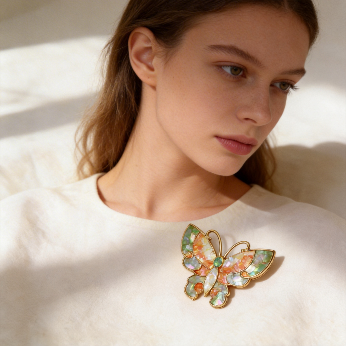 Butterfly Style A - Handcrafted Mother-of-Pearl Brooch Pin by TapaCraft