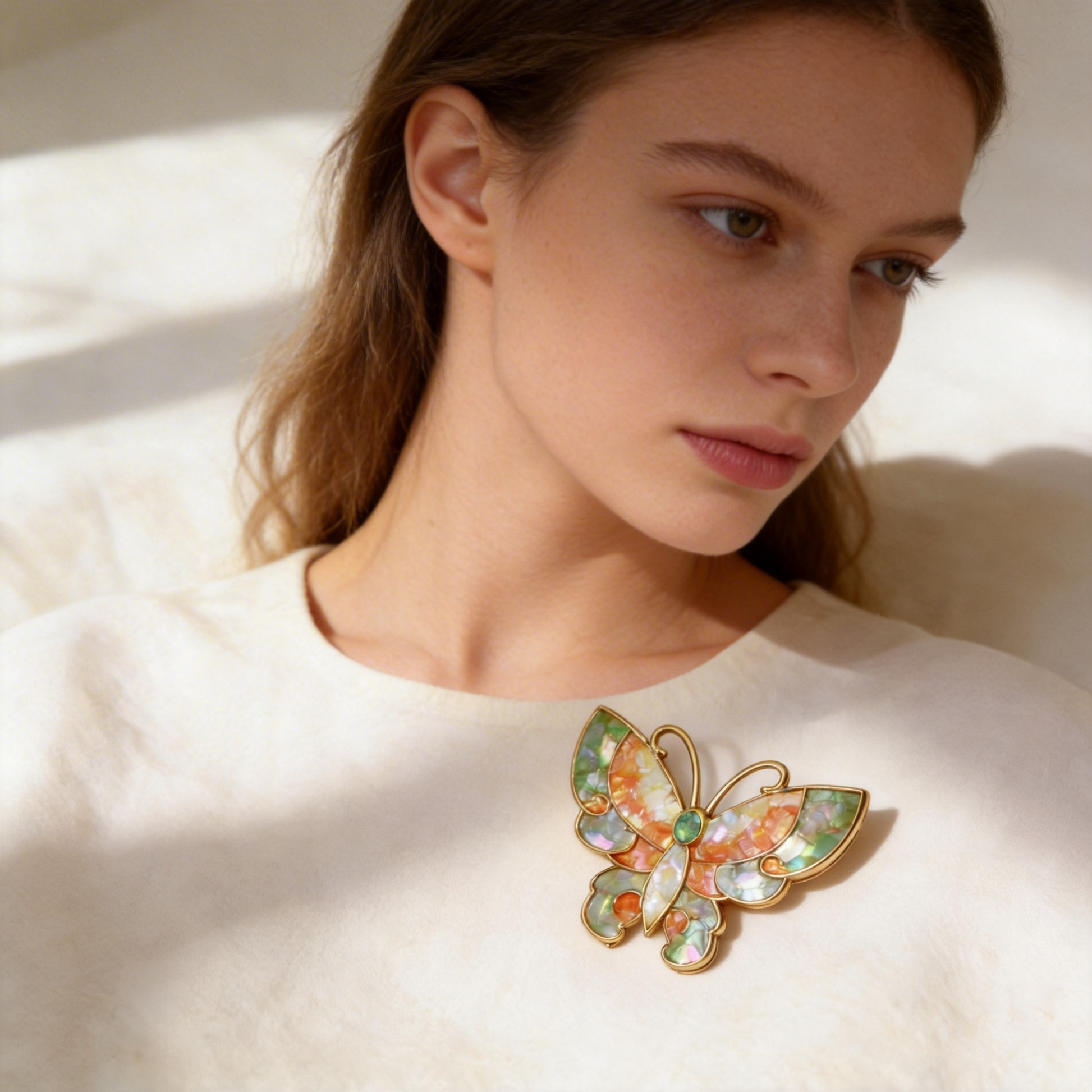 Butterfly Style A - Handcrafted Mother-of-Pearl Brooch Pin by TapaCraft