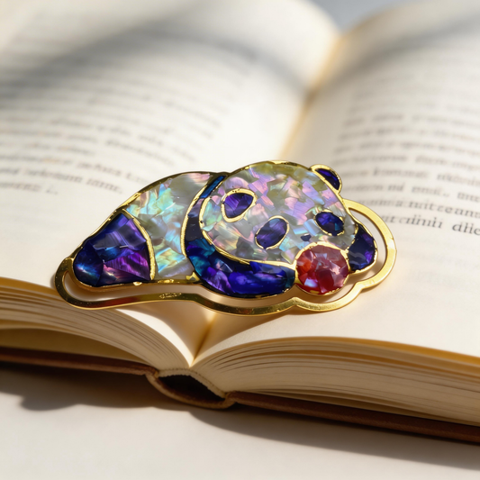 Sleeping Panda - Mother-of-Pearl Bookmark - Handcrafted Mother-of-Pearl Bookmark by TapaCraft