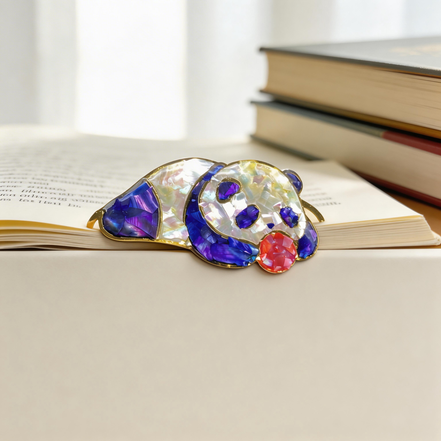 Sleeping Panda - Mother-of-Pearl Bookmark - Handcrafted Mother-of-Pearl Bookmark by TapaCraft