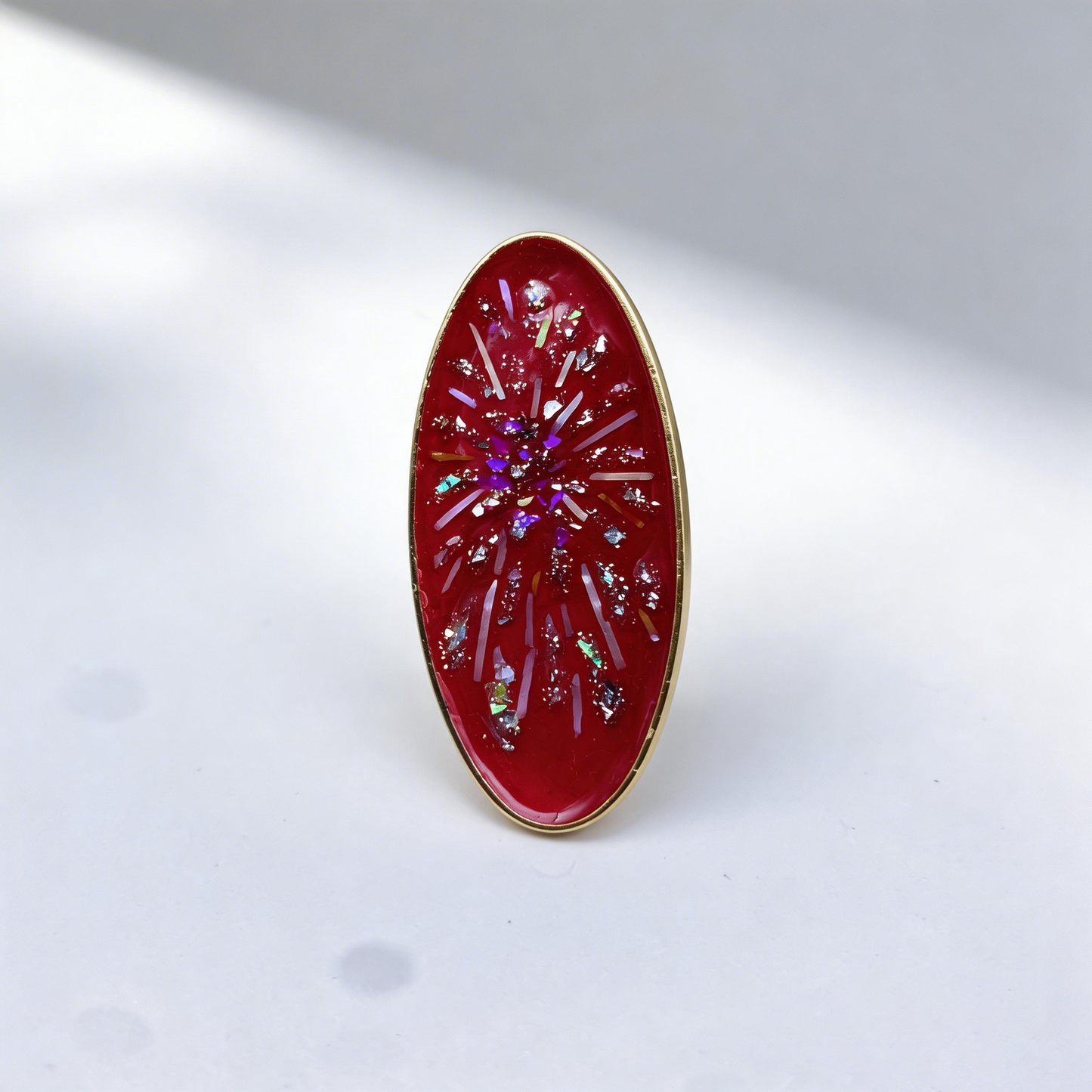 Fireworks Red - Mother-of-Pearl Hair Clip - Handcrafted Mother-of-Pearl Hair Clip by TapaCraft