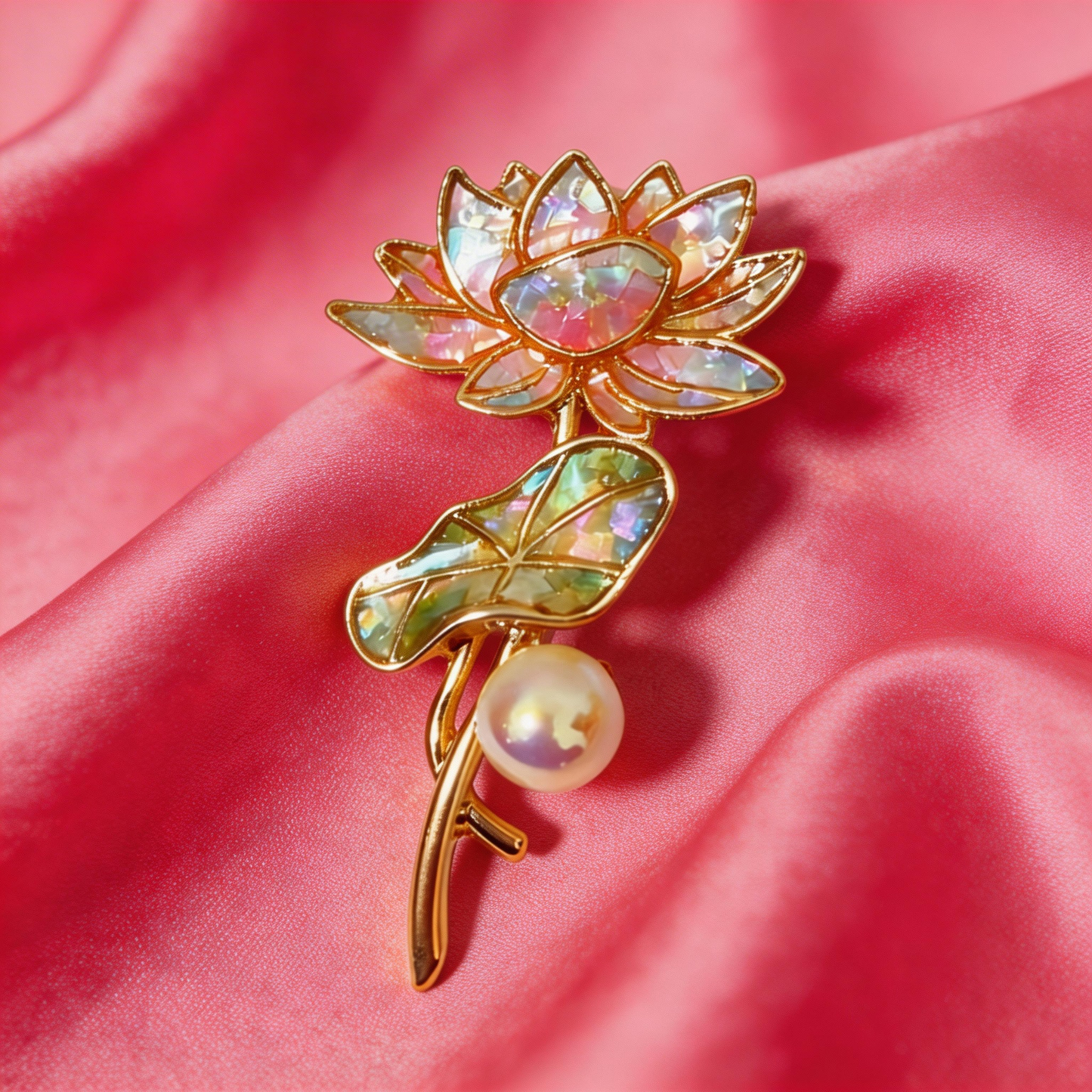 Lotus - Mother-of-Pearl Brooch Pin - Handcrafted Mother-of-Pearl Brooch by TapaCraft