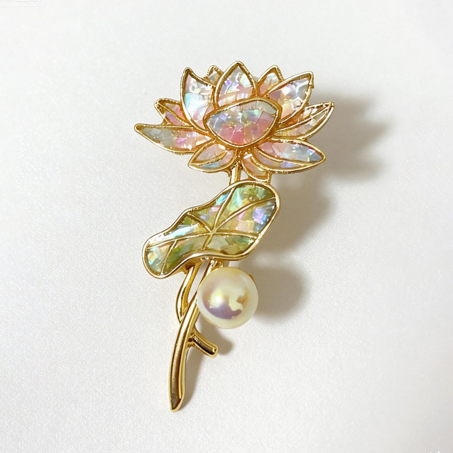 Lotus - Mother-of-Pearl Brooch Pin - Handcrafted Mother-of-Pearl Brooch by TapaCraft