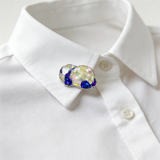 Cloud Lying Panda - Handcrafted Mother-of-Pearl Panda Lapel Pin by TapaCraft