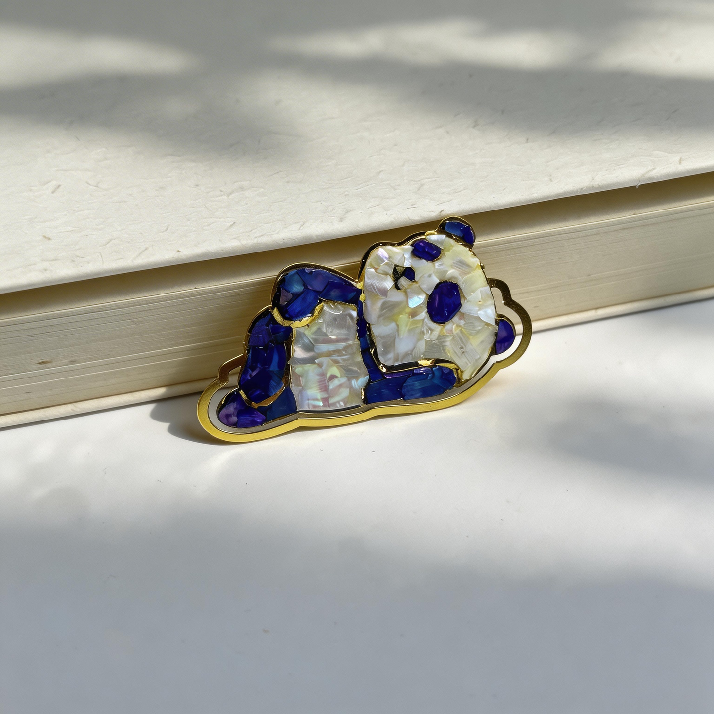 Lying Panda - Mother-of-Pearl Bookmark - Handcrafted Mother-of-Pearl Bookmark by TapaCraft