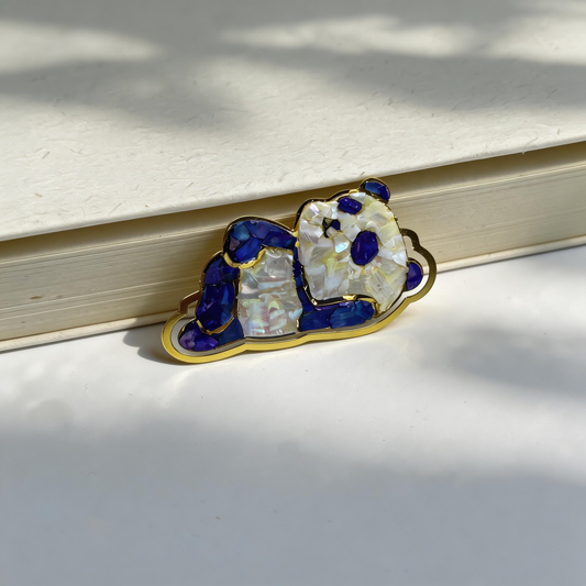 Lying Panda - Mother-of-Pearl Bookmark - Handcrafted Mother-of-Pearl Bookmark by TapaCraft