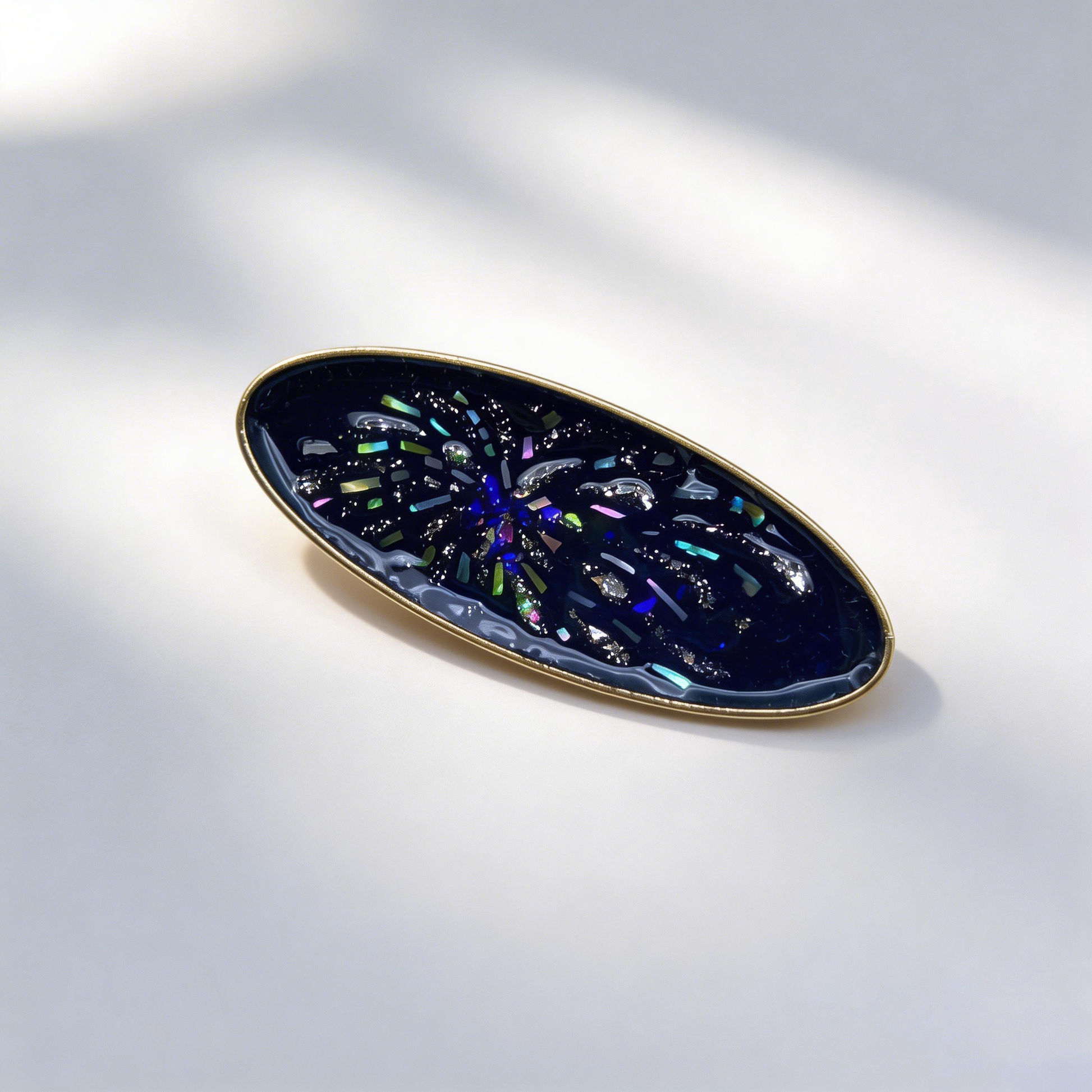 Fireworks Black - Mother-of-Pearl Hair Clip - Handcrafted Mother-of-Pearl Hair Clip by TapaCraft