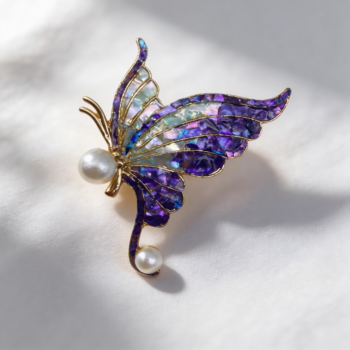 Blue Butterfly - Mother-of-Pearl Brooch Pin - Handcrafted Mother-of-Pearl Brooch by TapaCraft