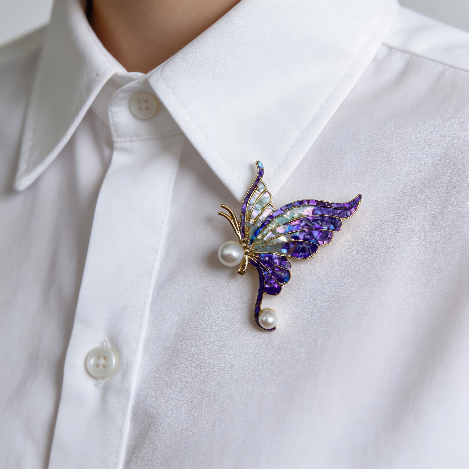 Blue Butterfly - Mother-of-Pearl Brooch Pin - Handcrafted Mother-of-Pearl Brooch by TapaCraft