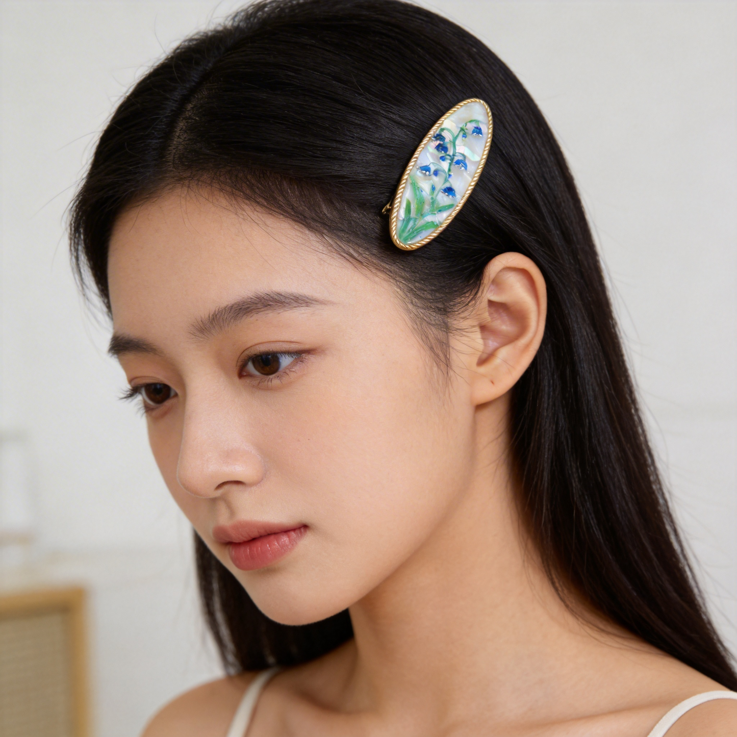 Bell Flower - Mother-of-Pearl Hair Clip - Handcrafted Mother-of-Pearl Hair Clip by TapaCraft