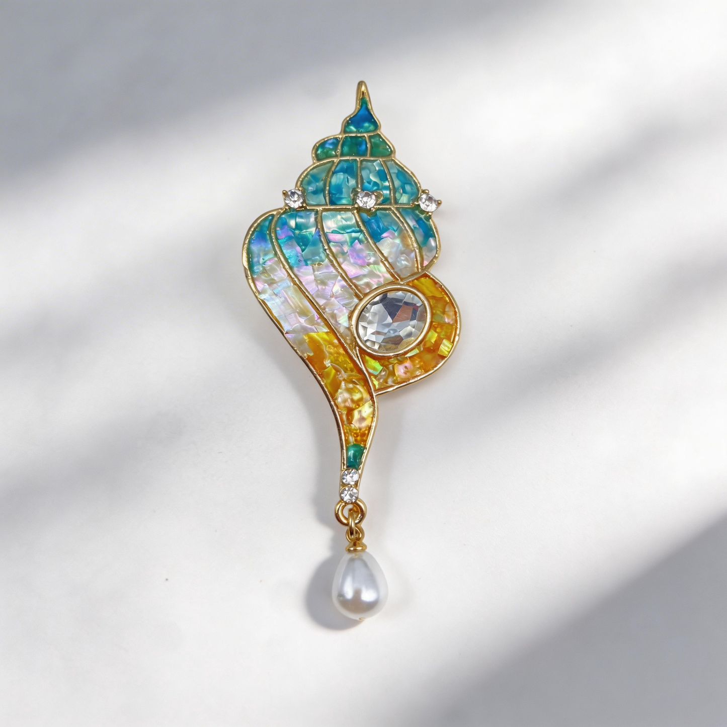 Conch Shell - Mother-of-Pearl Brooch Pin - Handcrafted Mother-of-Pearl Brooch by TapaCraft