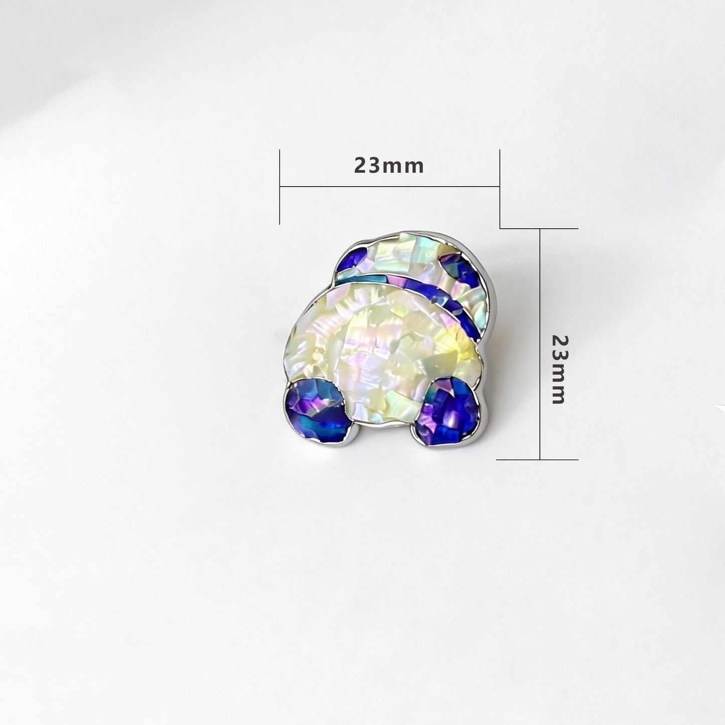 Round Lying Panda - Handcrafted Mother-of-Pearl Panda Lapel Pin by TapaCraft
