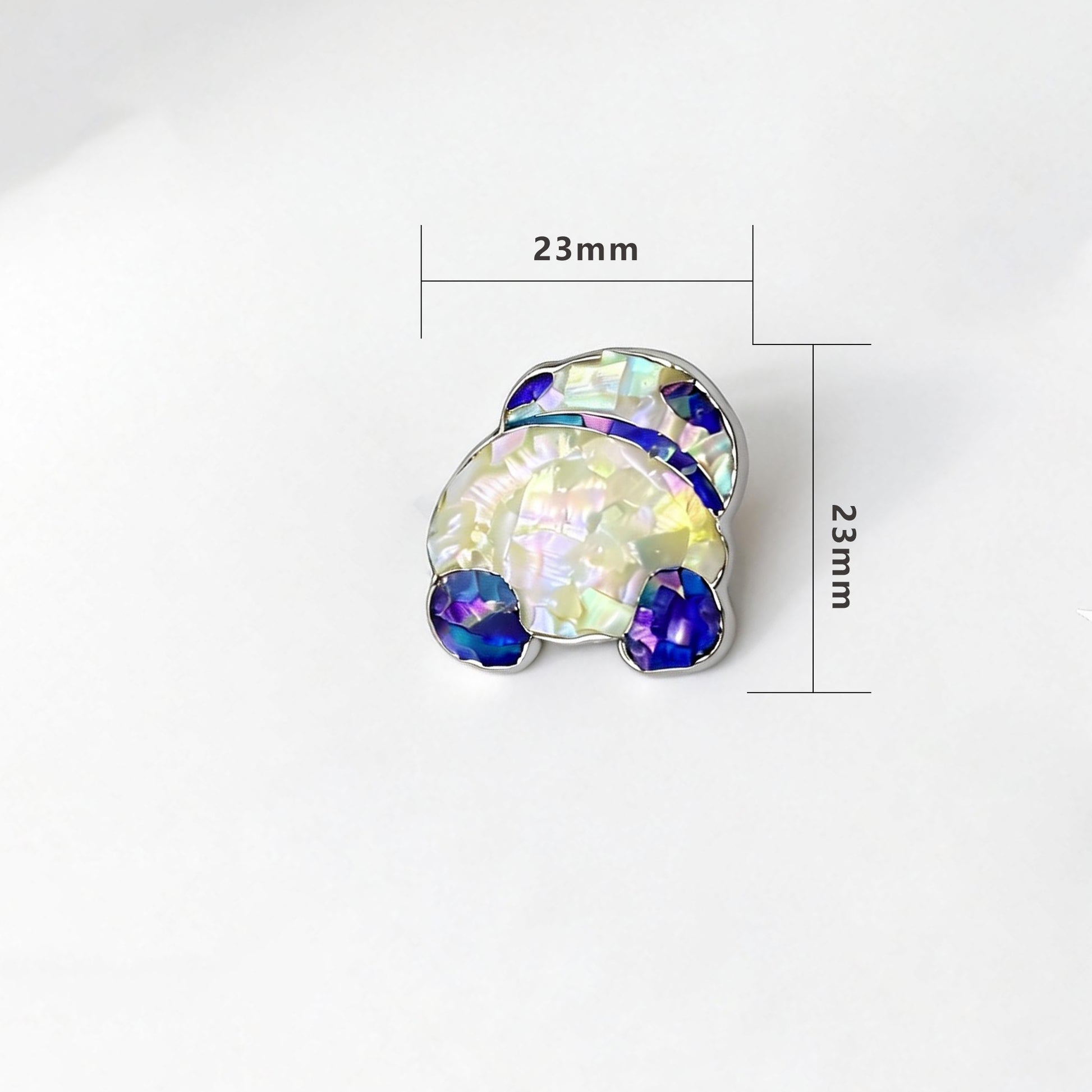 Round Lying Panda - Handcrafted Mother-of-Pearl Panda Lapel Pin by TapaCraft