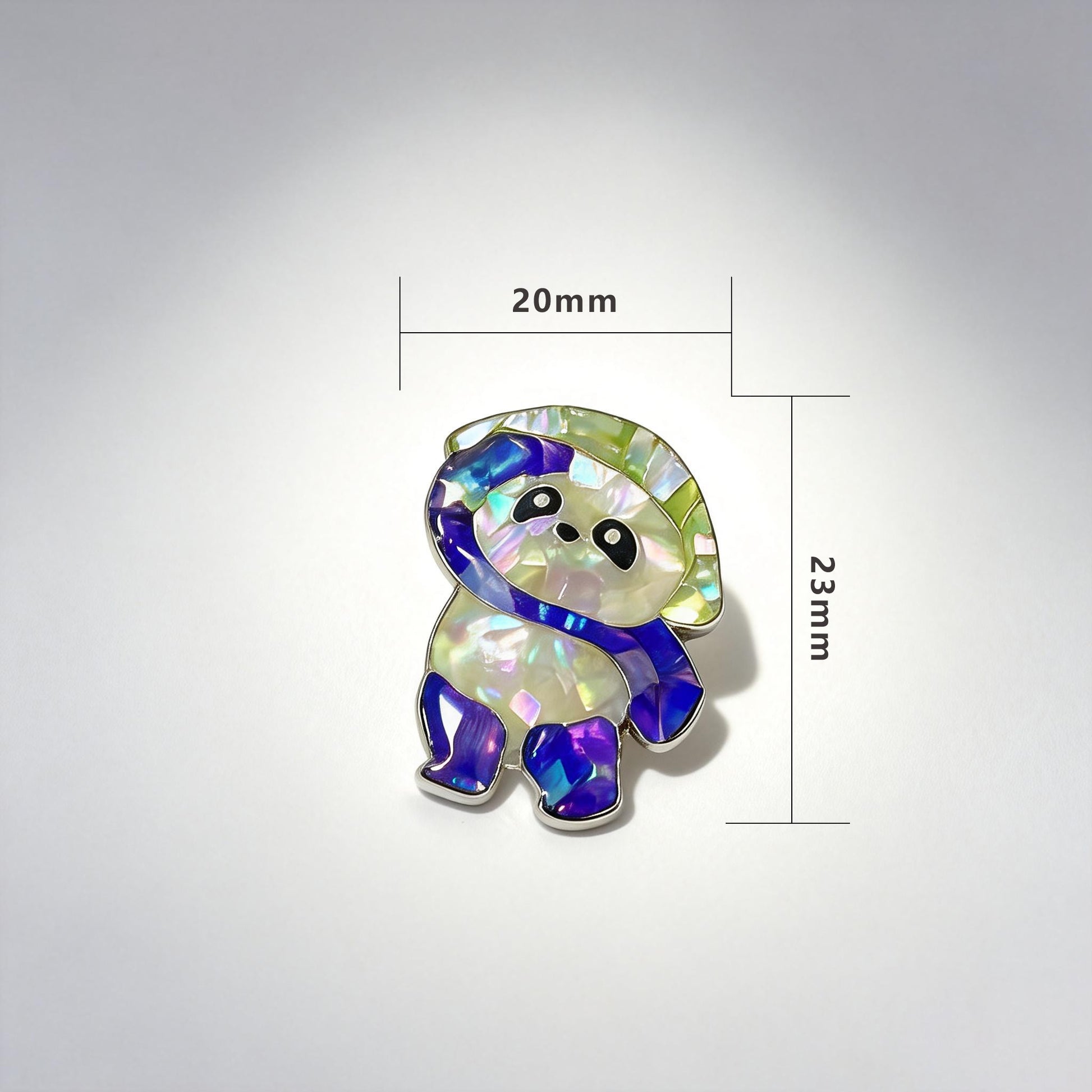 Tilted-Head Panda - Handcrafted Mother-of-Pearl Panda Lapel Pin by TapaCraft