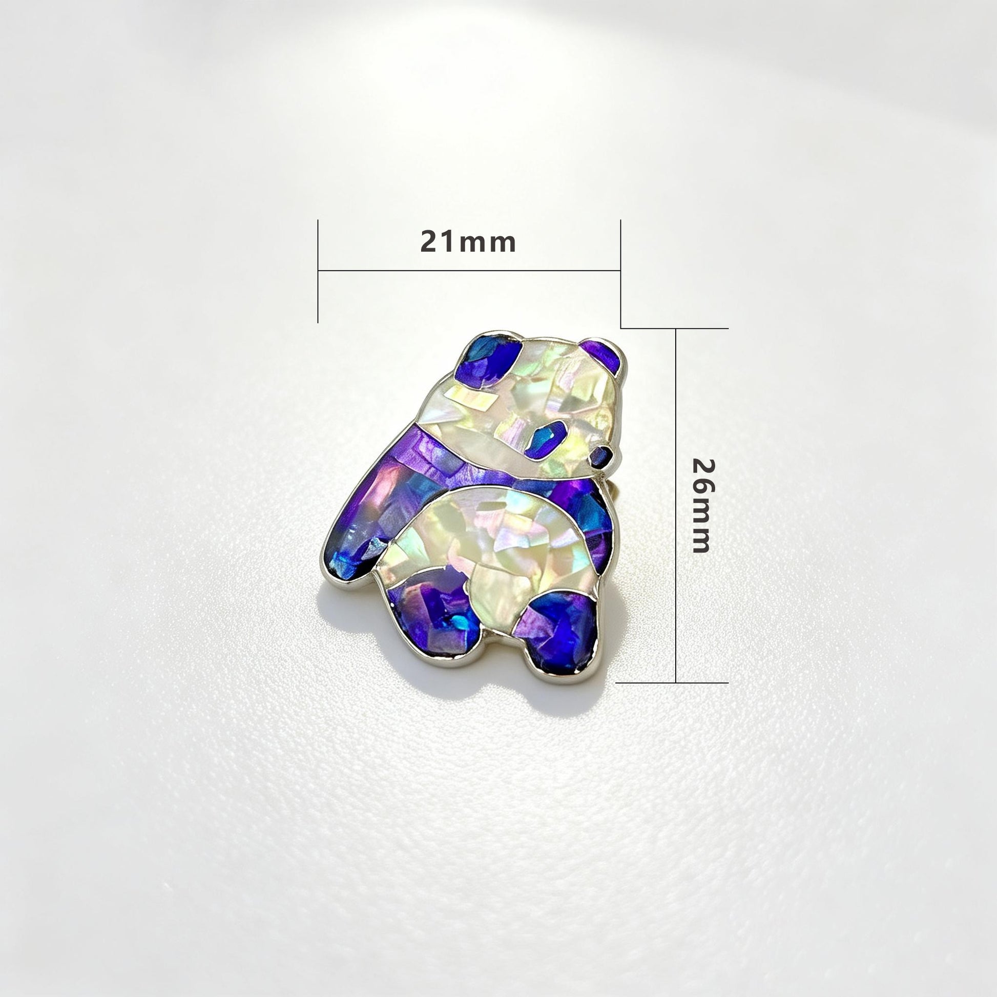 Crouching Panda - Handcrafted Mother-of-Pearl Panda Lapel Pin by TapaCraft