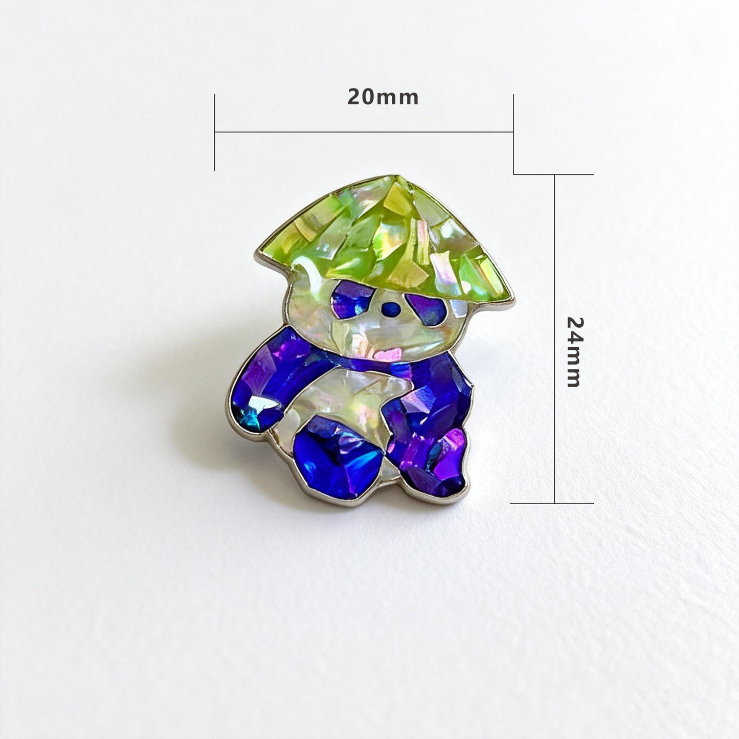 Mushroom Hat Panda - Handcrafted Mother-of-Pearl Panda Lapel Pin by TapaCraft
