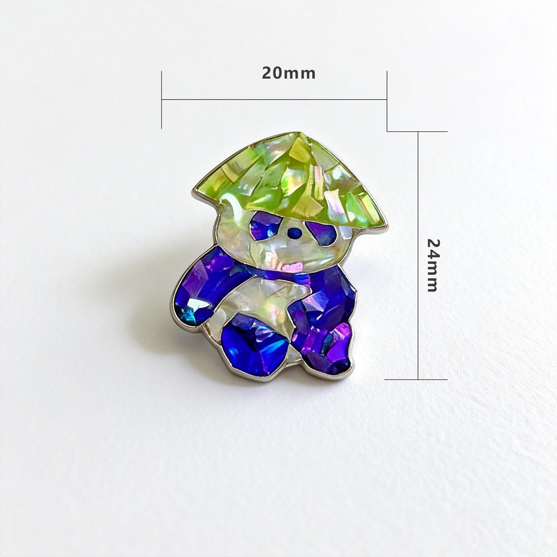 Mushroom Hat Panda - Handcrafted Mother-of-Pearl Panda Lapel Pin by TapaCraft