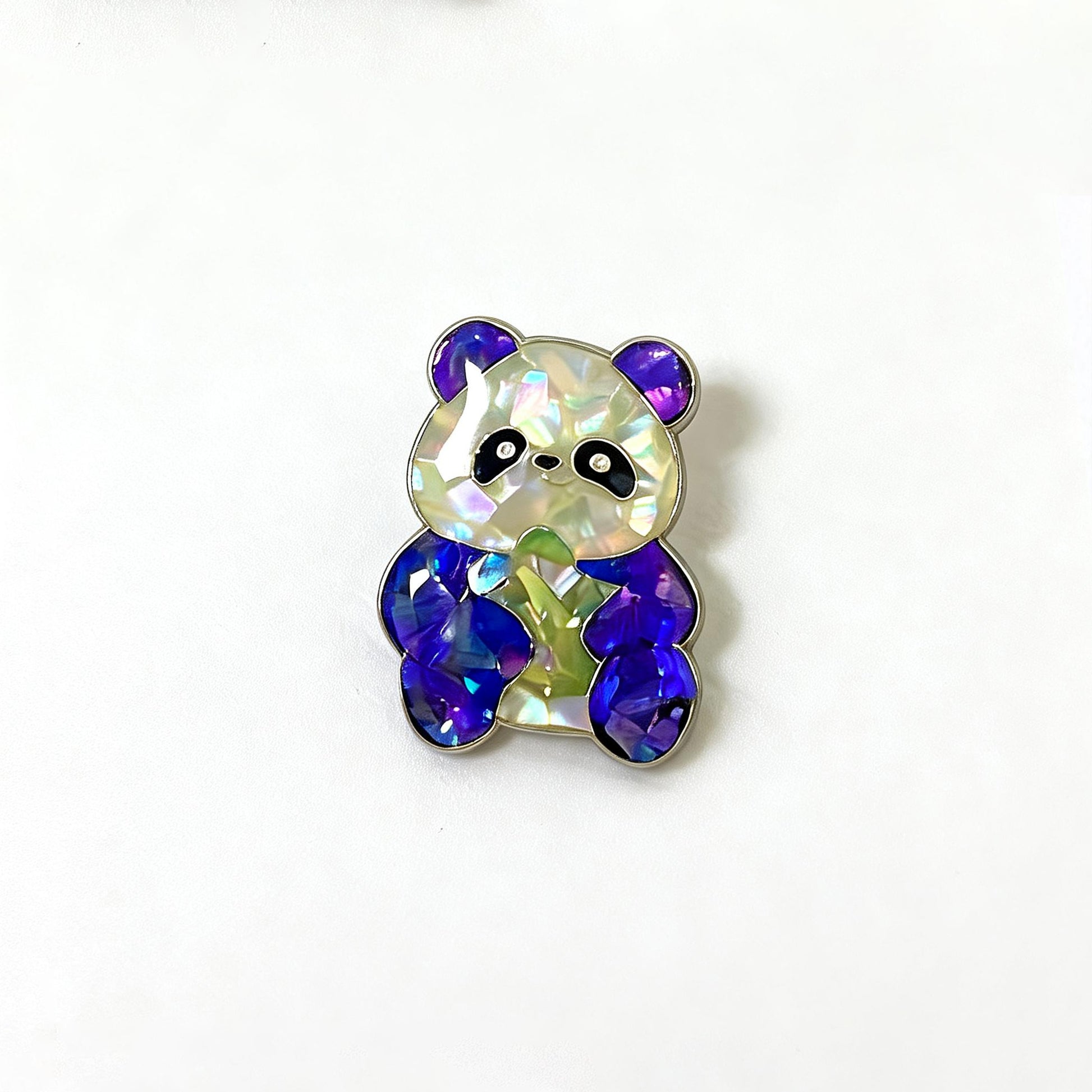 Classic Sitting Panda - Handcrafted Mother-of-Pearl Panda Lapel Pin by TapaCraft