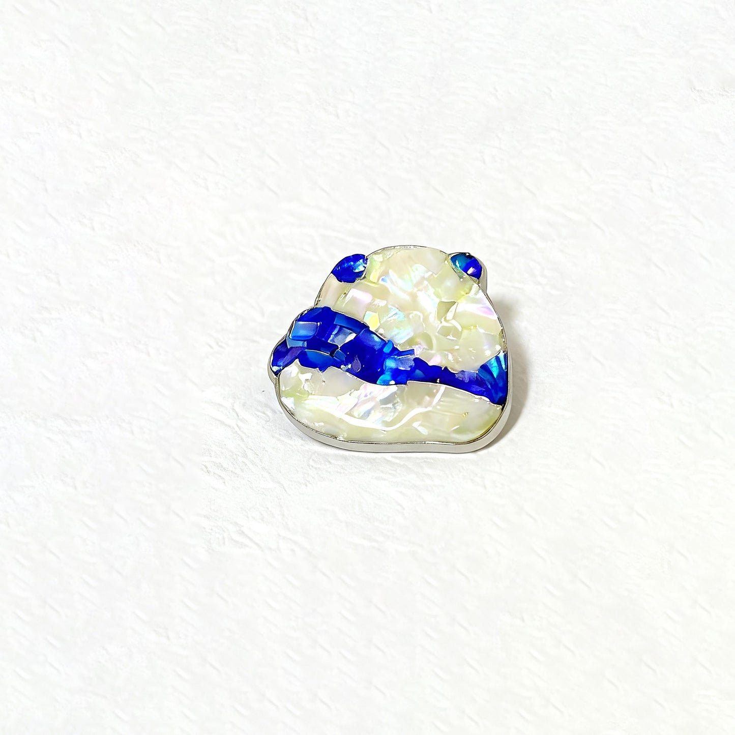 Heart-Face Lying Panda - Handcrafted Mother-of-Pearl Panda Lapel Pin by TapaCraft